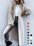 Chic Women's Longline Cardigan with Split Hem & Bishop Sleeves - Perfect for Fall & Winter Daily Wear