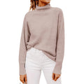 Stylish Ribbed Chunky Knit Mock Neck Sweater for Women